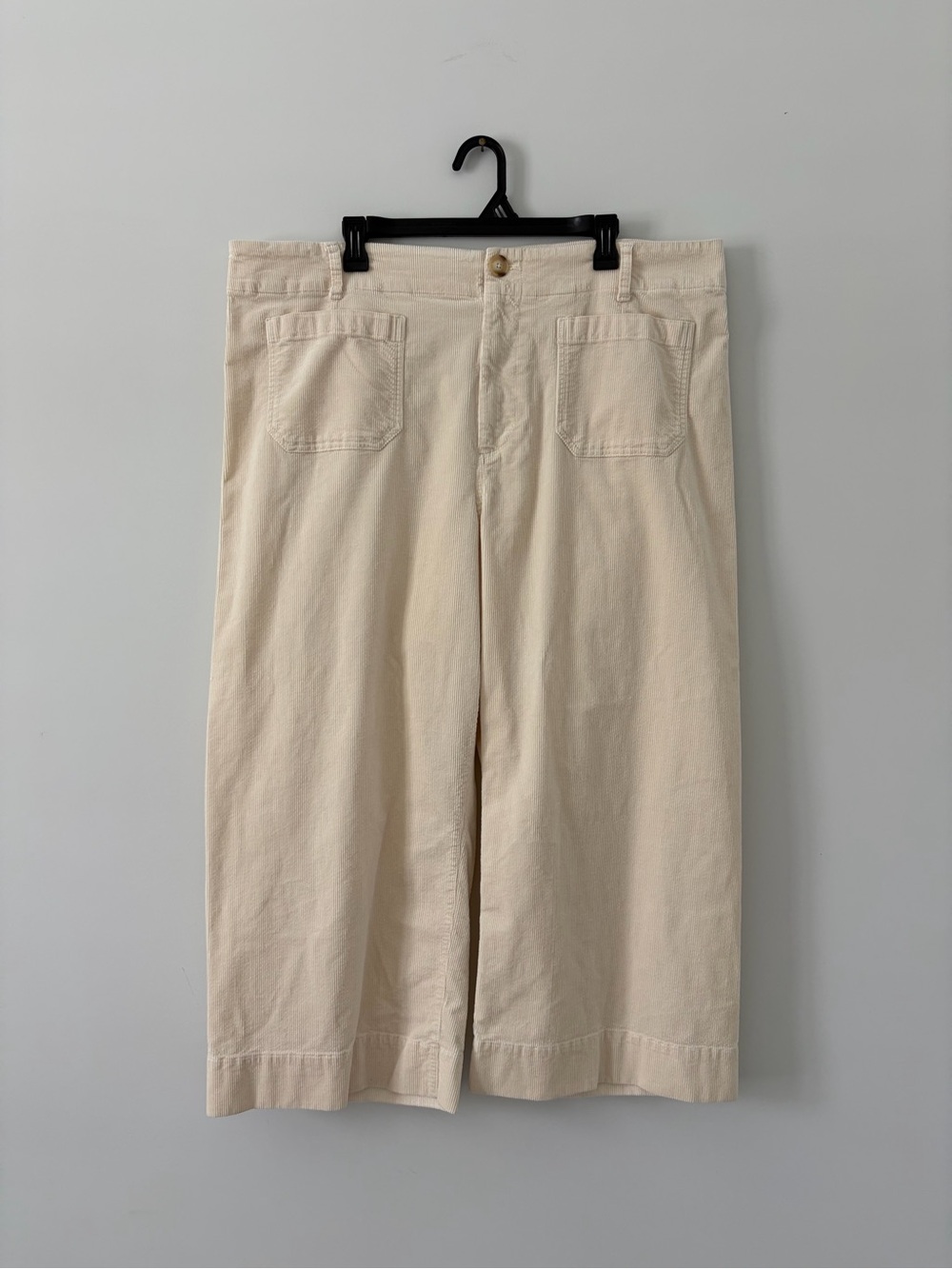 Maeve Anthropologie Colette Cream Corduroy Wide Leg Cropped Casual Pants 22W